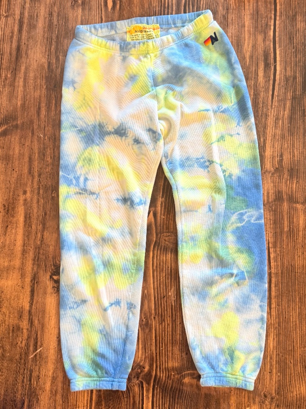 Aviator Nation - Hand Dyed Women's Sweatpant in Tie Dye Neon Yellow - Small - Picture 3 of 8